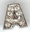 1 9mm Silver Slider with Rhinestones - Letter "A"